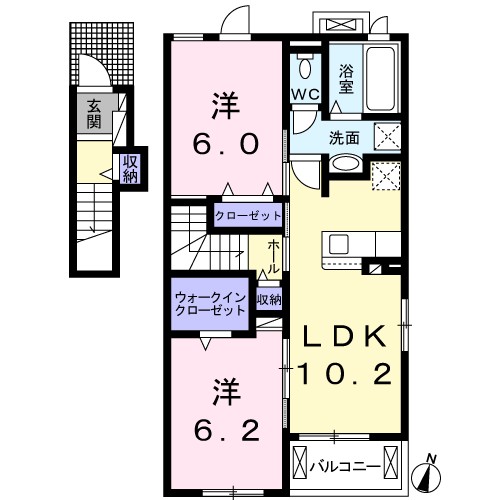ソレアード 201号室 間取り