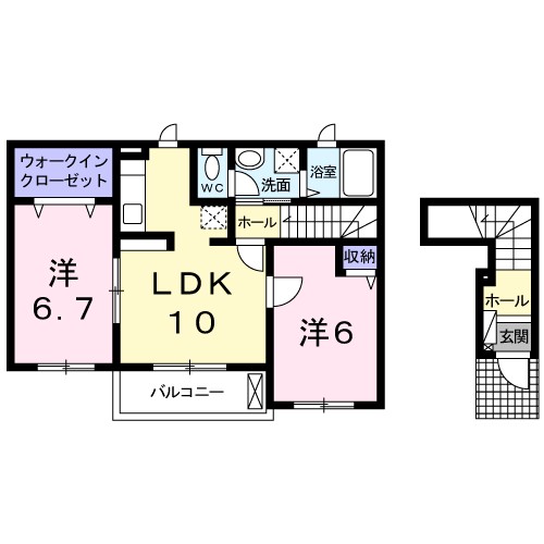 シャンド．ソレイユ 202号室 間取り