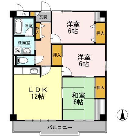 ハイツ飯泉　Ａ棟 103号室 間取り