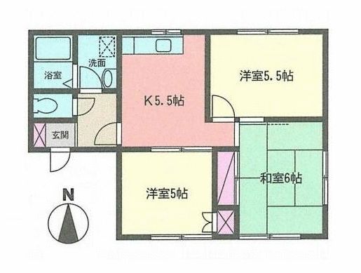 コーポ十二天 B-102号室 間取り