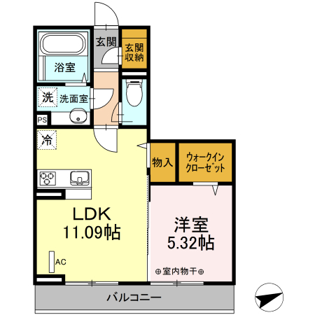 サザンウィング 302号室 間取り