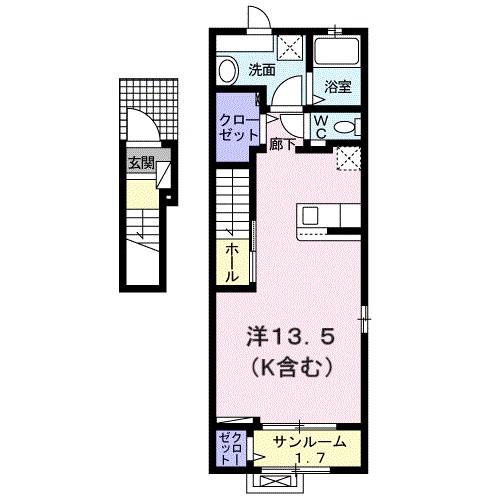 ミルト開成 201号室 間取り