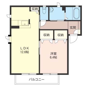 グレースコートⅡ 201号室 間取り