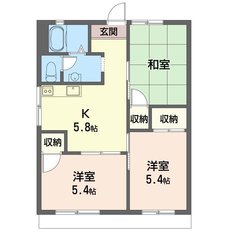 ドエル山際 102号室 間取り