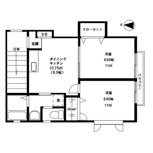 鳥が丘ハイツ 202号室 間取り