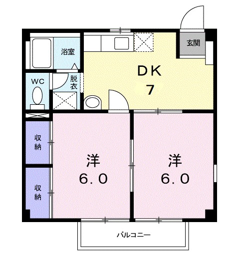 サンライズハイムB 201号室 間取り