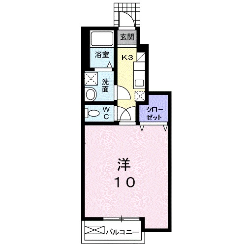 プラシード 102号室 間取り
