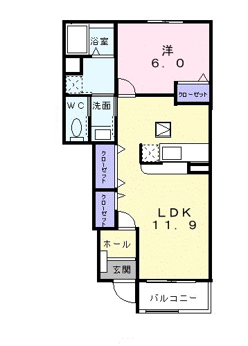 パーシモンⅠ 102号室 間取り