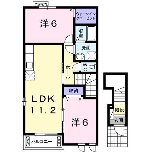 パレ影取 201号室 間取り