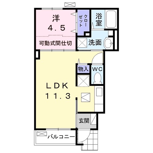シャイン アイリス 102号室 間取り