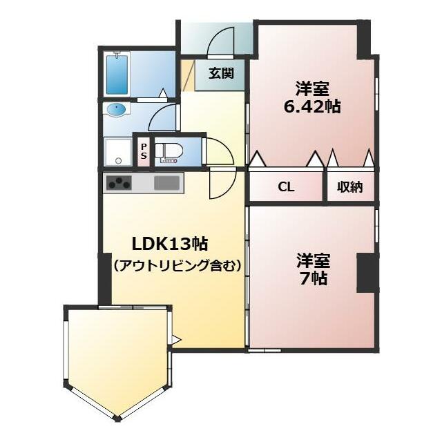 アネーロ上粕屋 601号室 間取り
