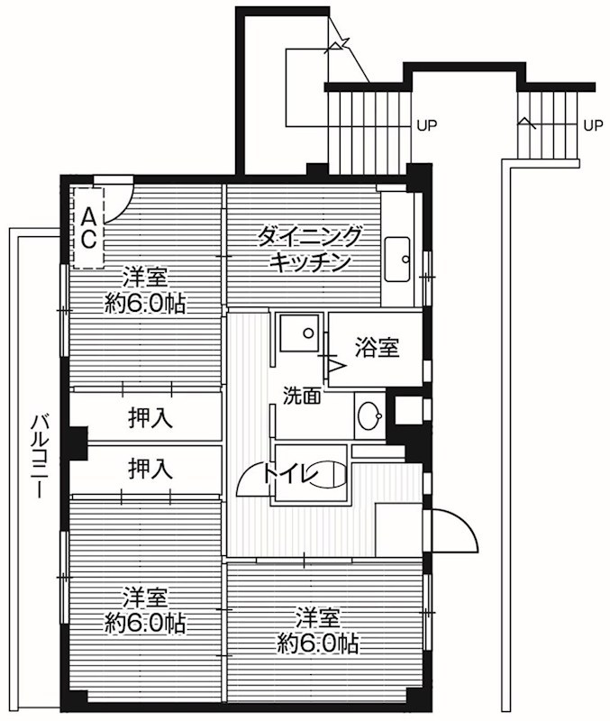 ビレッジハウス亀井野3号棟 503号室 間取り