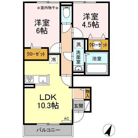 COSMOS 101号室 間取り
