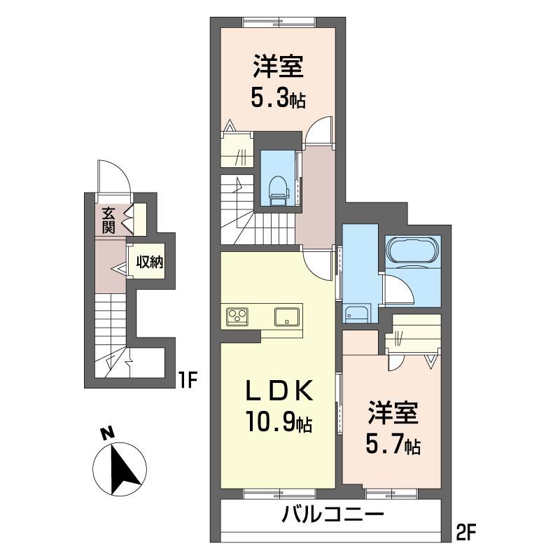 グラシュー湘南 202号室 間取り