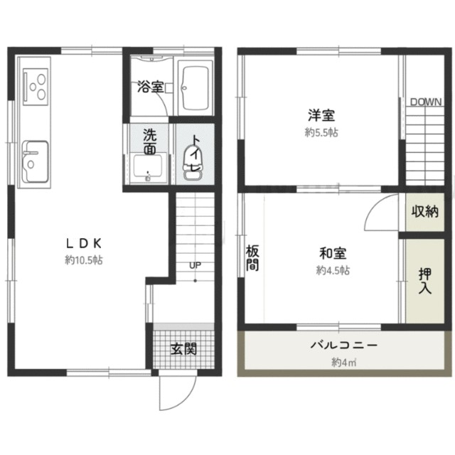 第一メゾン富士 D号室 間取り