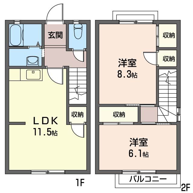 サンテラスなでしこ 102号室 間取り