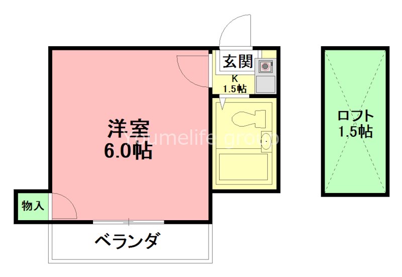 CIEL B 104号室 間取り