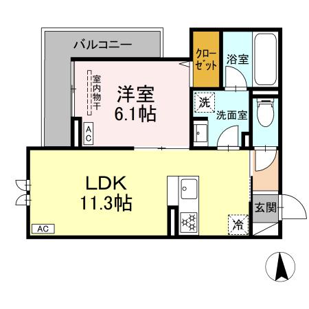 エリシア泉町 303号室 間取り