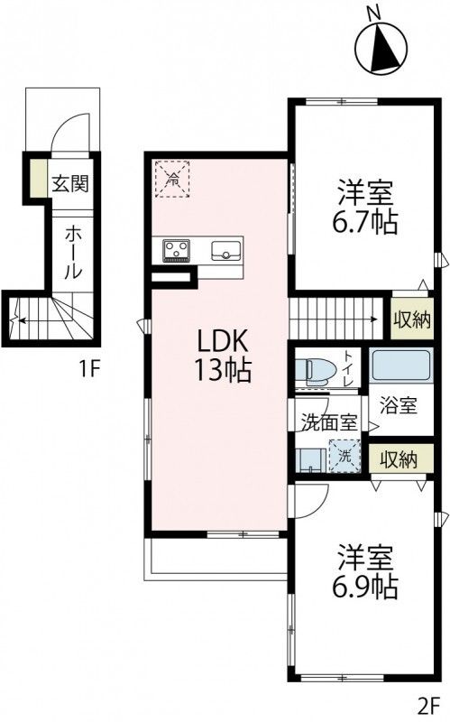 モンクール立場 201号室 間取り