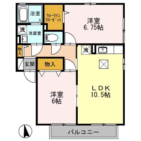 ベルソス E棟 102号室 間取り