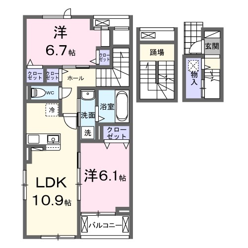 Ｈｉ－Ｒｏｓｅｔｔａ　Ｄ 303号室 間取り