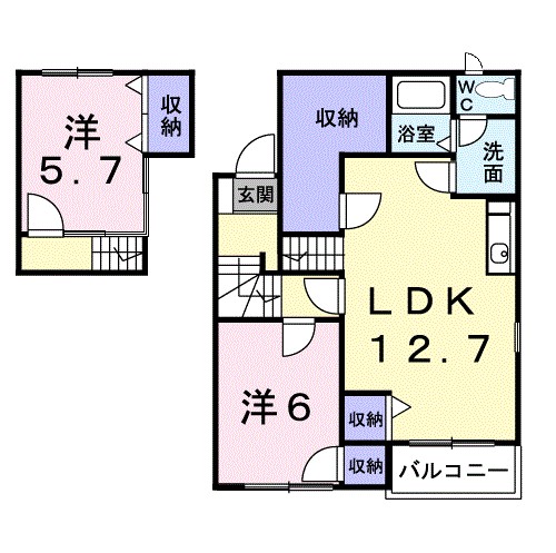 プロヴァンスB 201号室 間取り