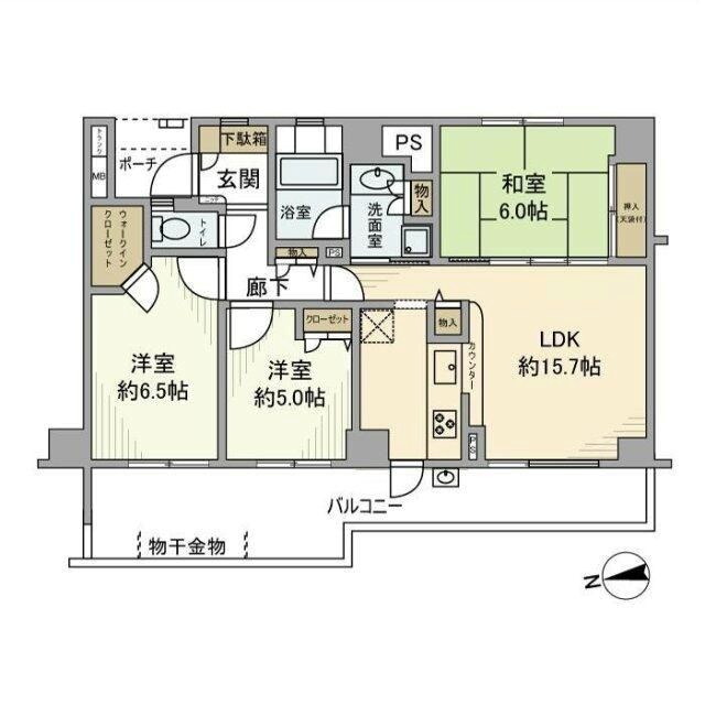 ローレルスクエア港南台C棟 602号室 間取り