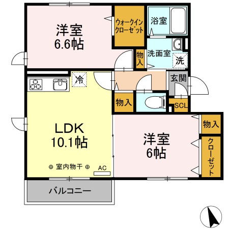 D-house 201号室 間取り