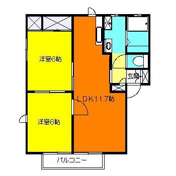 ルミエール蛍田A 201号室 間取り