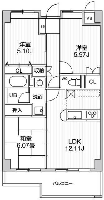 コスモリード本厚木 803号室 間取り