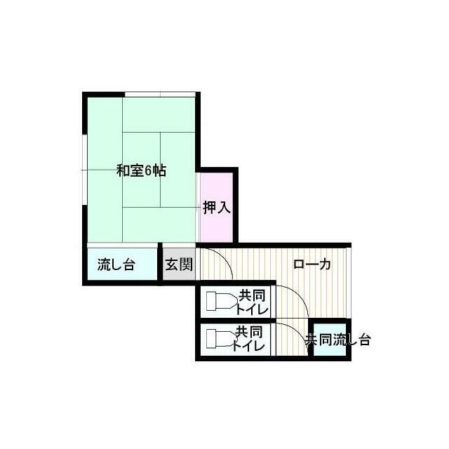 千秋荘(天沼アパート)6畳 東側 1F号室 間取り