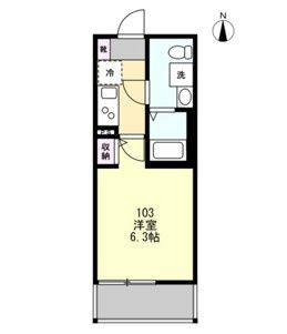 ベイルーム六会日大前 103号室 間取り