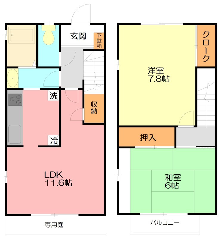 デルニエＢ棟 B1号室 間取り