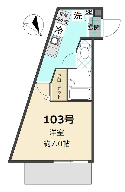 コンフォート由比ヶ浜 103号室 間取り