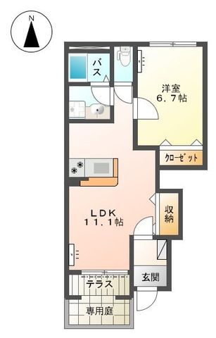 メゾン　ラ　ティーダ（maison la teada） 0101号室 間取り