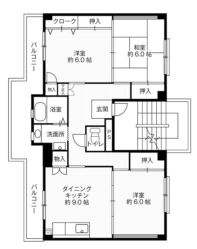 ビレッジハウス下島2号棟 303号室 間取り