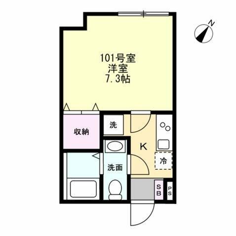 ベイルーム六会 101号室 間取り