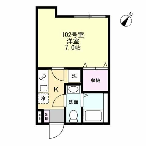 ベイルーム六会 102号室 間取り