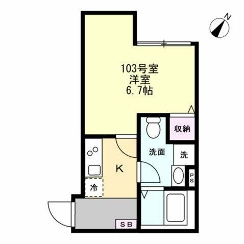 ベイルーム六会 103号室 間取り