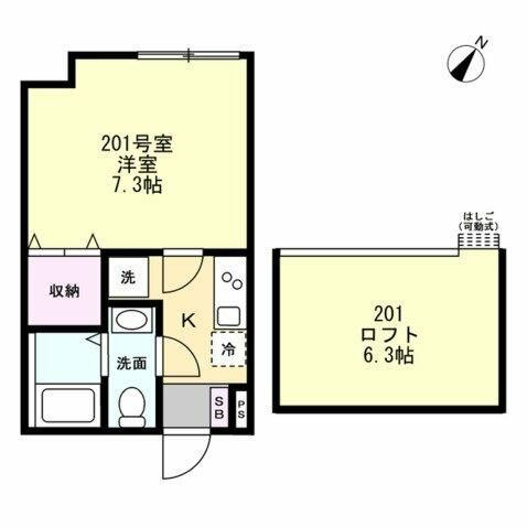 ベイルーム六会 201号室 間取り