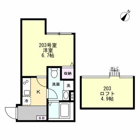 ベイルーム六会 203号室 間取り
