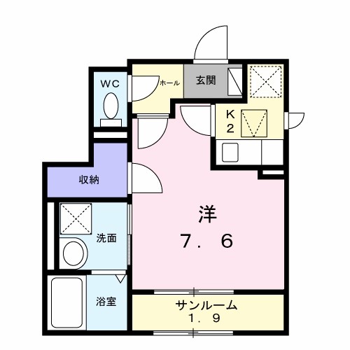 プラシード エイワン 101号室 間取り
