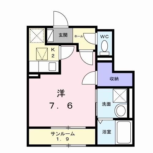 プラシード エイワン 102号室 間取り