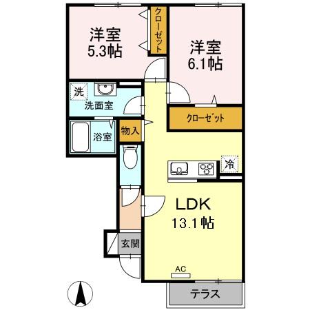 メゾンフレーズ 102号室 間取り