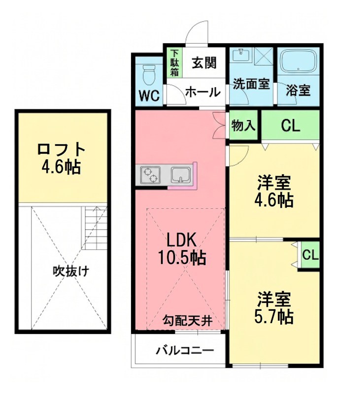 ルミエール黒部 202号室 間取り