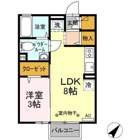 エーリ 202号室 間取り