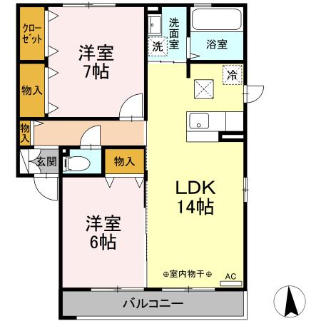 リジェールDonDonB 102号室 間取り