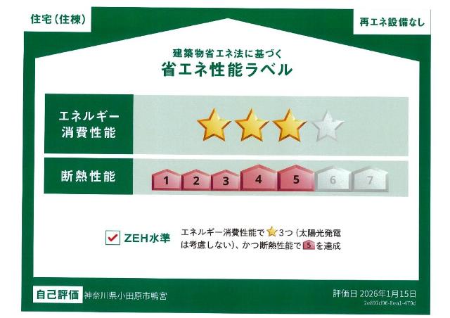 （仮称）小田原市鴨宮アパート新築工事 省エネ性能ラベル