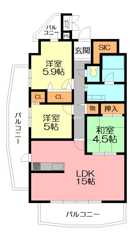 アーバンシティ小田原 鴨宮 601号室 間取り