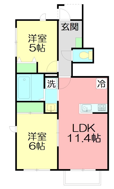 リリークレールⅡ 102号室 間取り